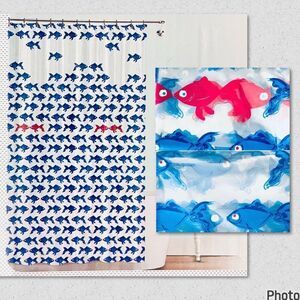 NWT Splash HOME Gorgeous Peva TRYST Clear Blue & Pink Fishes Shower Curtain
